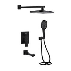 Душова система універсальна Qtap Gemini прихованого монтажу на три споживачі QTGEM114BLM45703 Black Matt