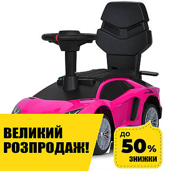 Каталка-толокар з мотором (музика, світло, 1 мотор 25W, акумулятор 6V4, 5AH) M 5777EBL-8 Рожевий