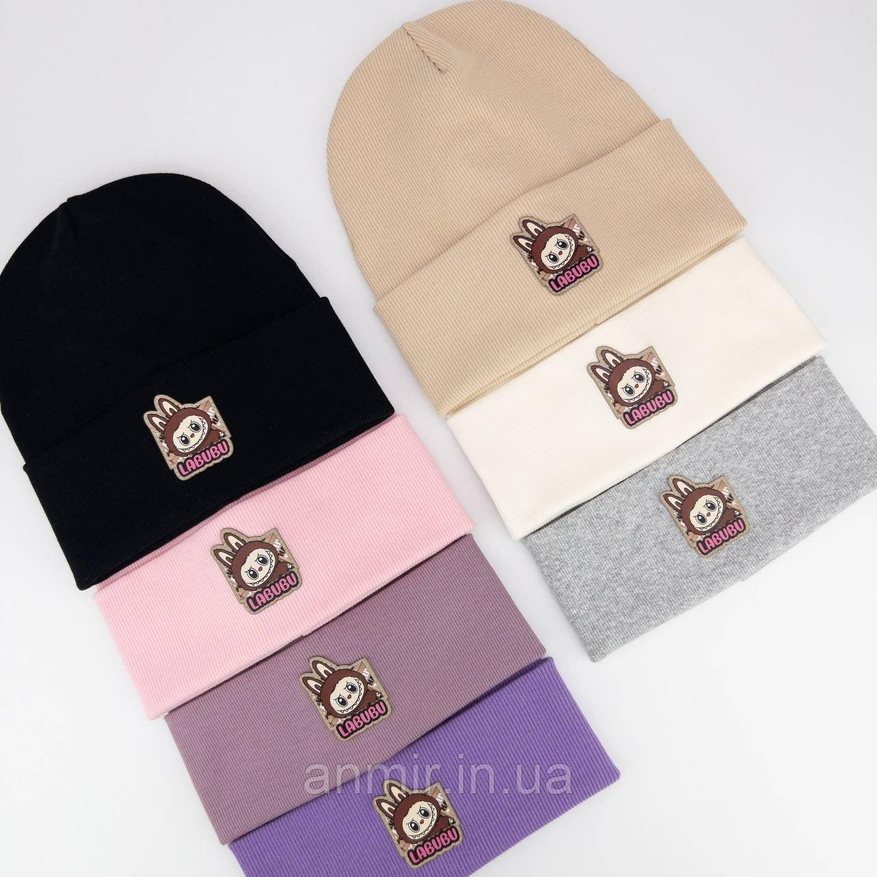 Шапка дитяча демісезонна LUBUBU подвійна бавовна для дівчинки 52-54, кольору міксом