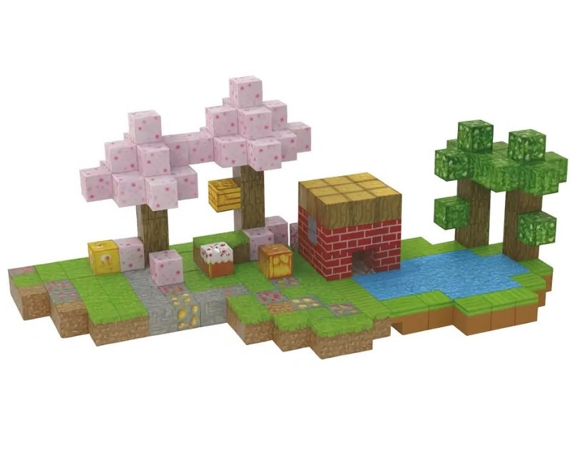 Магнітний конструктор Minecraft Magnetic Cube "Сакура біля озера Ерхай" 224 кубика, фото 1