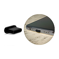 Заглушка USB Type-C захисна силіконова кришка від пилу вологи бруду для телефонів гаджетів чорна