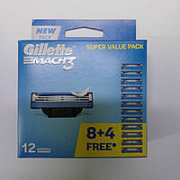 Касети чоловічі для гоління Gillette Mach 3 12 шт. (Жилет Мак 3 Оригінал)