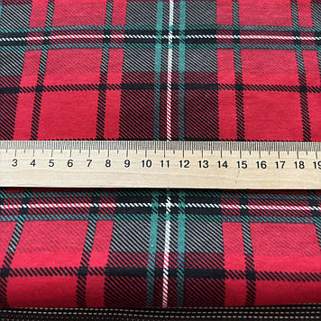 Інтерлок преміум трикотажне полотно рапорт 4х1 прінт клітинка