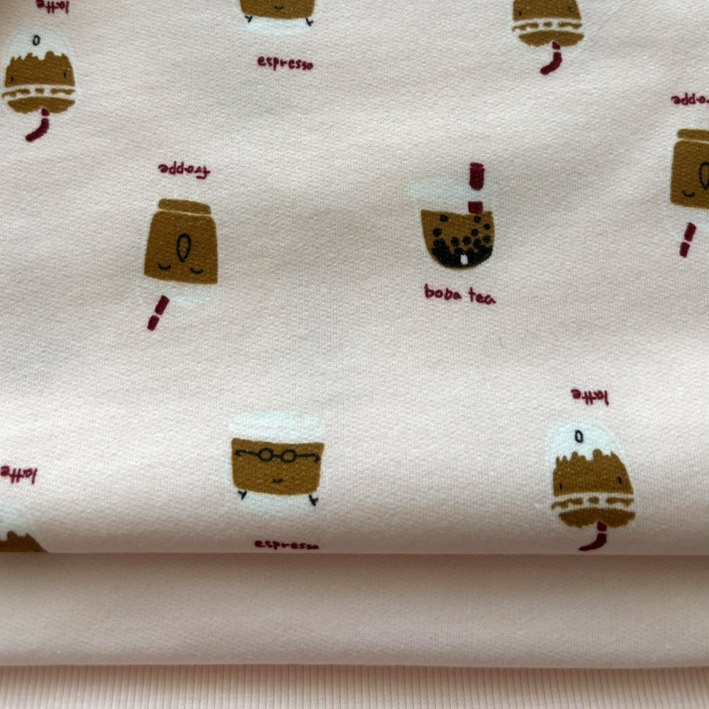 Двонитка трикотаж з начосом полотно преміум малюнок фраппе, фото 1