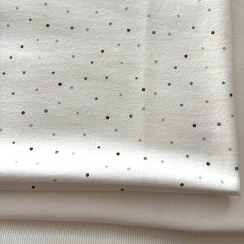 Двонитка 2х нитка преміум трикотаж полотно з підчесиком горошки