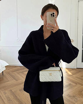 Жіночий кардиган з ангори-рубчик 42–48 чорний