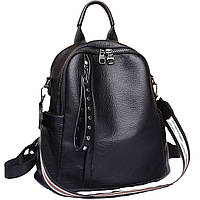 Шкіряний класичний жіночий рюкзак чорний 94083