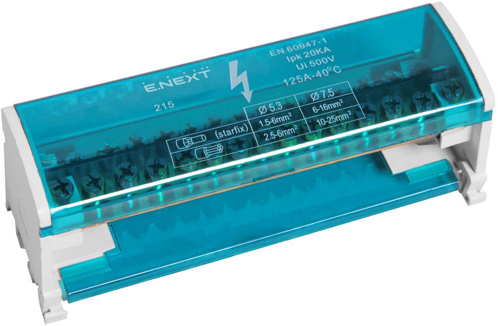 Шина нульова E.Next 2.11 на DIN-рейку, 11 отворів, струм до 125А, ізоляція