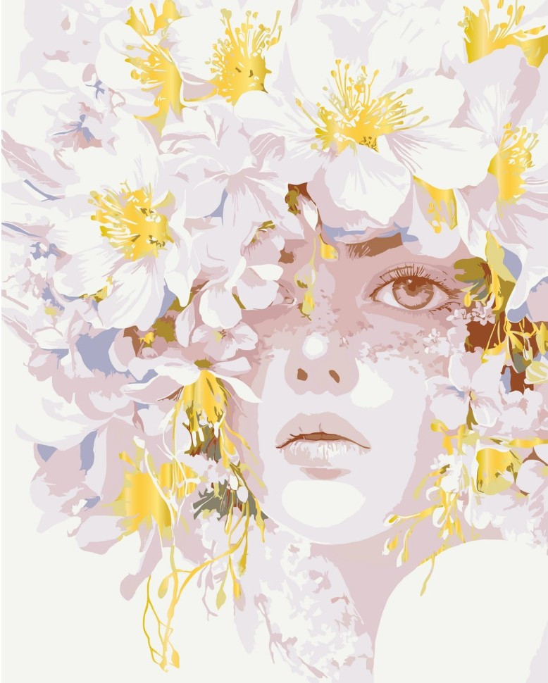 Картина за номерами Люди. Дівчина у квітах із фарбами металік 40*50 см Art Craft 10190-AC, фото 1