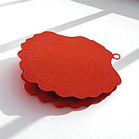Бірка "Мушля" з дизайнерського картону (75х75мм.) червона
