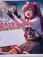 Зошит 24 аркушів клітинка Anime картонна обкладинка червоні поля офсет Бриск в асортименті TB24KLE