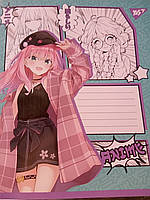 Зошит 24 аркушів клітинка Anime картонна обкладинка червоні поля офсетний папір Yes