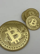 Топпер Bitcoin, декоративні монети з акрилу золоті, 2мм, набір 8см+4см із кріпленням, фото 3