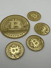 Топпер Bitcoin, декоративні монети з акрилу золоті, 2мм, набір 8см+4см із кріпленням, фото 4