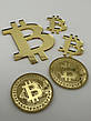 Золотий топер знак Bitcoin, набір акрилових декоративних монет і символів біткоїн 8см+4см., фото 8