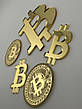Золотий топер знак Bitcoin, набір акрилових декоративних монет і символів біткоїн 8см+4см., фото 6
