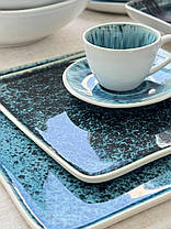 Тарілка квадратна керамічна синя Лазурит 20,5 см, фото 4