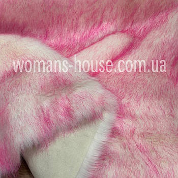 Хутро Єнота штучний щільний 160 см 1100 г/м2 довговорсовий з кінчиками Білий з рожевий
