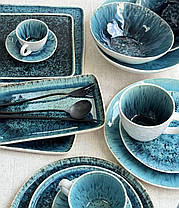 Набір 6 керамічних тарілок для подачі прямокутна синя Лазурит 24 см, фото 4