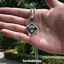 Чоловічий кулон підвіска з ланцюжком NOT ALONE на шию з медичної сталі під срібло з НЛО, фото 2