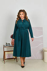 Вечірня красива сукня довжиною міді з поясом батал