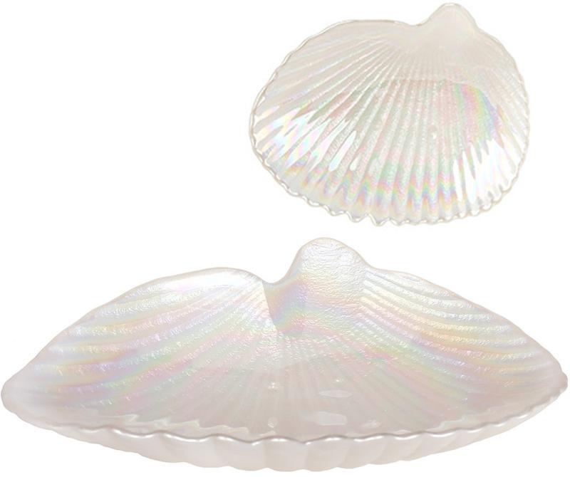 Тарілки скляні Fleur "Рамбуля", 4 тарілки 21.5х17.5 см, прозорий перламутр, фото 1