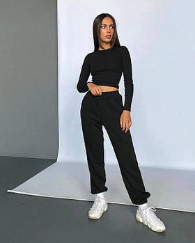 Базовий кроп-топ з рубчика onesize чорний