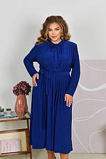 Ошатне плаття трикотаж масло у великому розмірі колір електрик, фото 5