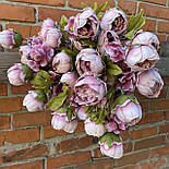 Штучні квіти. Гілка півонії 68 см пудровий, фото 6