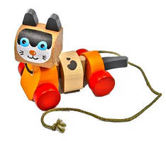Дерев'яна іграшка Cubika Котик-каталка на ниточці (13616)
