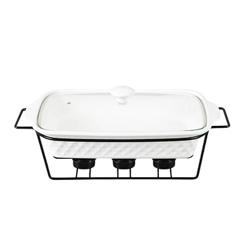 Марміт прямокутний 1,8л 35см кераміка скляна кришка + метал.підставка MR-11459-73 Maestro