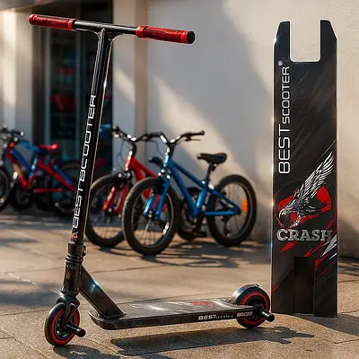 Дитячий трюковий скутер самокат для екстриму та поїздок / Двоколісний транспорт пегі колеса PU 110 мм Червоний