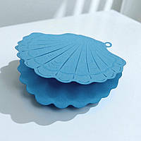 Бірка "Мушля" з дизайнерського картону (75х75мм.) яскраво-блакитна