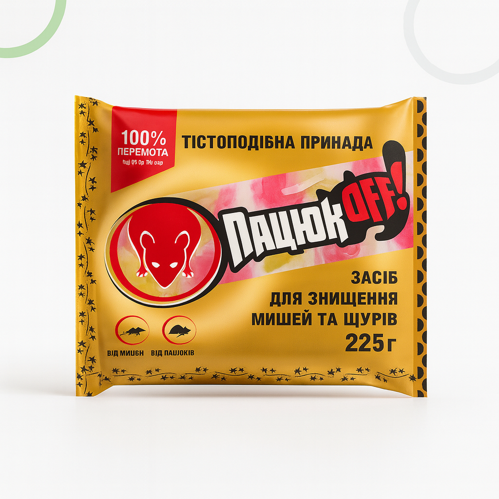 Родентицид Пацюк OFF (Пацюк ОФФ) тісто від щурів і мишей у фільтр-пакетах 225 г, фото 1
