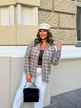 Жіноча сорочка з фланелі у клітинку у кольорах (Батал)