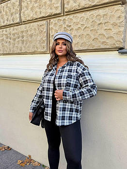 Жіноча сорочка з фланелі у клітинку у кольорах (Батал)