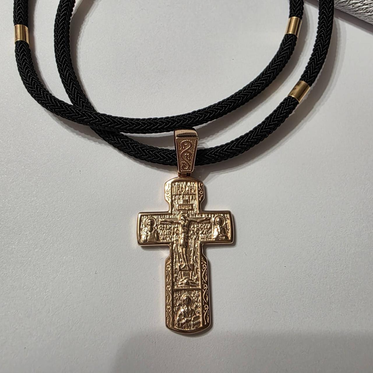 Срібний Чоловічий комплект у позолоті Шнур Хрестик