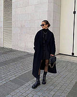 Женское кашемировое пальто с поясом и боковыми карманами - классическая модель без подкладки в универсальных цветах