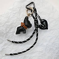 Черный брелок на сумку с собачкой | ( украшение на сумку ) тренд 2025