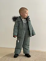 Детский зимний комплект (куртка + штаны) "DUO" темно-зеленый 86-92см