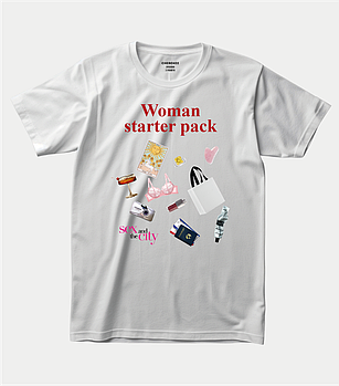 Футболка унісекс біла ХС  "Woman starter pack" - 2615