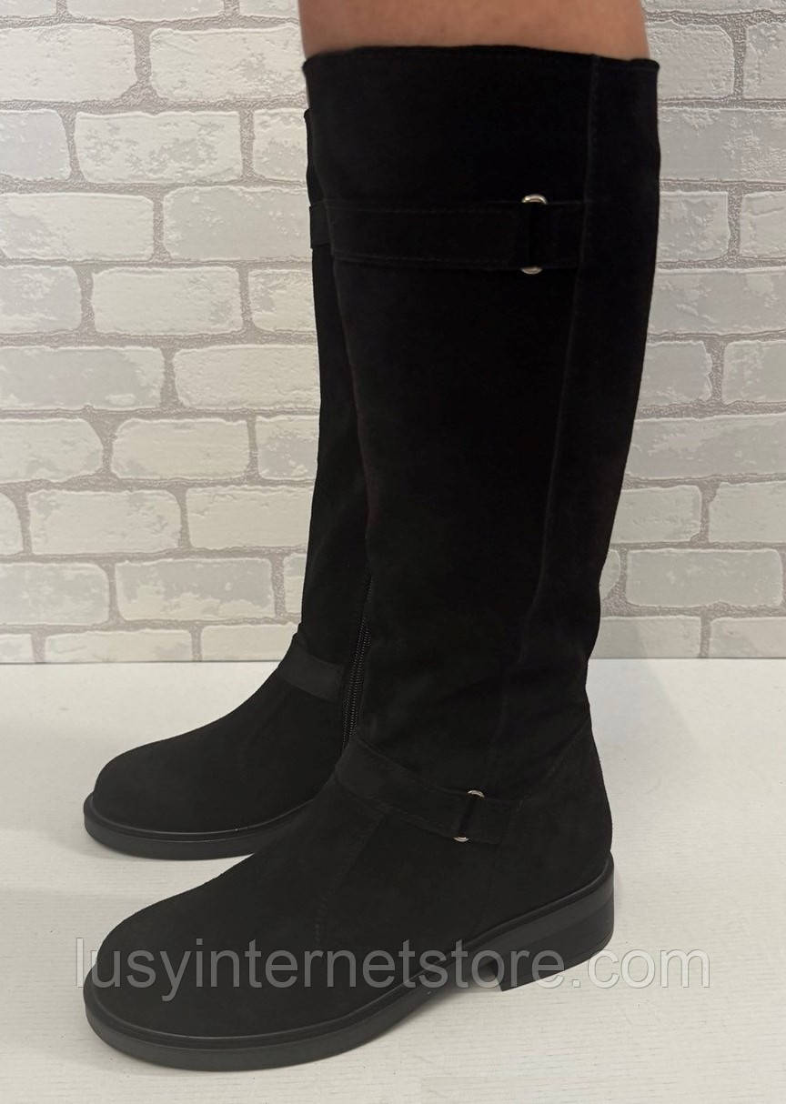 Чоботи замшеві зимові жіночі на підборах від виробника модель ШТ25-4216, фото 1