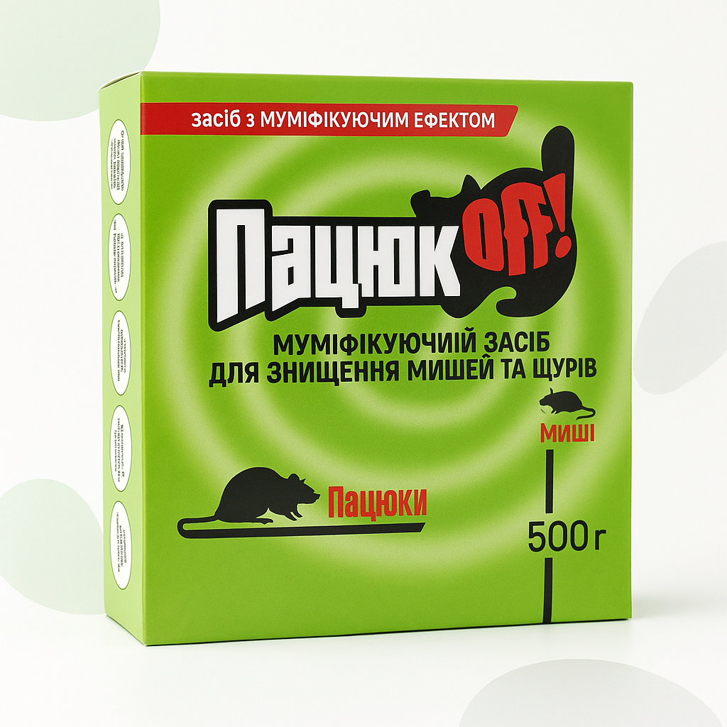 Родентицид Пацюк OFF (Пацюк ОФФ) зерно від гризунів Коробка 500 г, фото 1