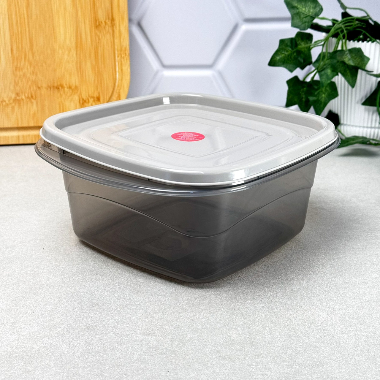 Контейнер харчовий пластиковий 2,1 л квадратний коричневий/какао Алеана Омега