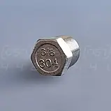 Заглушка різьбова шестигранна нержавіюча DN10 (3/8") зовнішня різьба BSPP, н/ж сталь AISI304, Class 150, фото 2