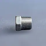 Заглушка різьбова шестигранна нержавіюча DN10 (3/8") зовнішня різьба BSPP, н/ж сталь AISI304, Class 150, фото 4