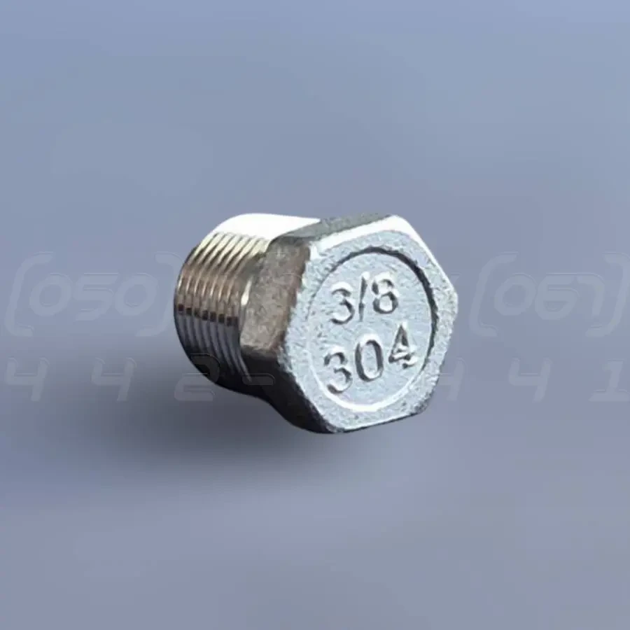 Заглушка різьбова шестигранна нержавіюча DN10 (3/8") зовнішня різьба BSPP, н/ж сталь AISI304, Class 150, фото 1