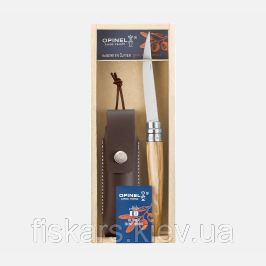 Ніж з чохлом Opinel Effilé No.10 VRI Olive Gift Box (001090)