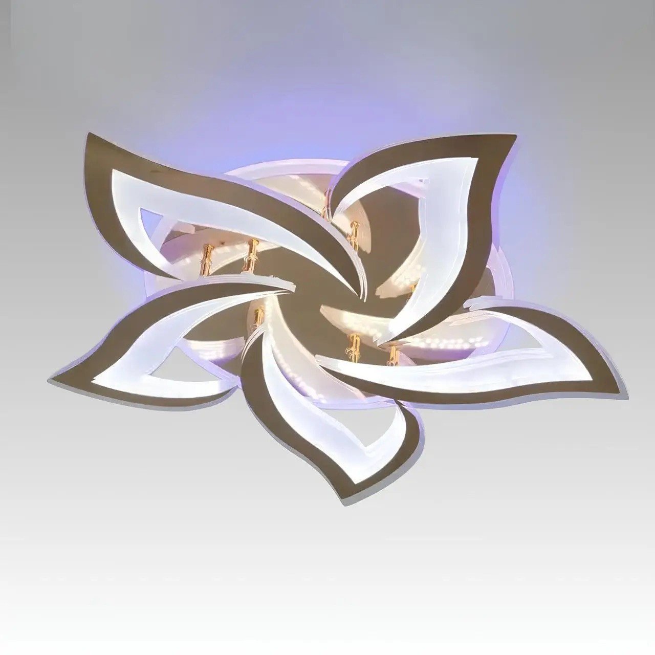 Кругла світлодіодна Led-люстра з пультом на 5 пелюстків на 75W, освітлення до 15 м², фото 1