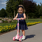 Дитячий самокат триколісний, від 3 років, до 50 кг, рожевий / Триколісний самокат складаний / Самокат для дітей, фото 6